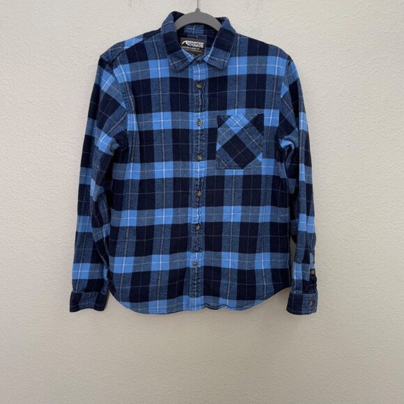 Mountain Khakis Larimer Blue Plaid Flannel Classic Button Up Shirt Mens Medium - Picture 1 of 8